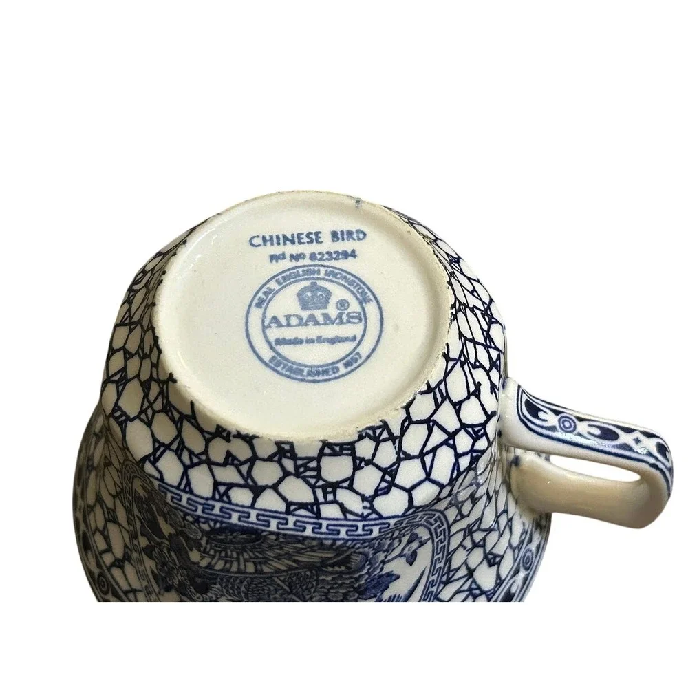 Adams Chinese Bird Real English Ironstone Tea Cup Saucer Set of‎ 2 England